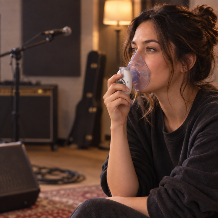 Person using Micro Mist Pro during a quiet break